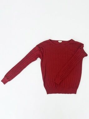 EUC Women’s Lightweight Stretchy Laura Sparkly Deep Red Ribbed Sweater Size M